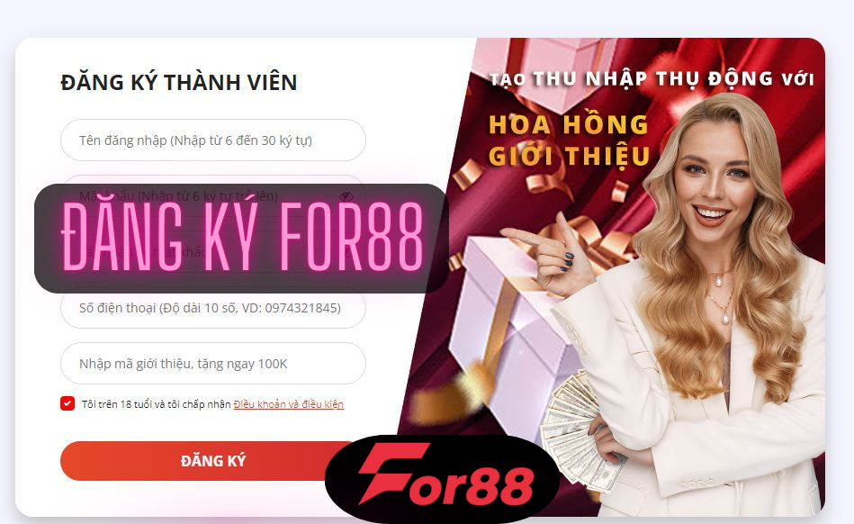 Hướng dẫn đăng ký For88 chi tiết cho newbie nhận ngay 100k